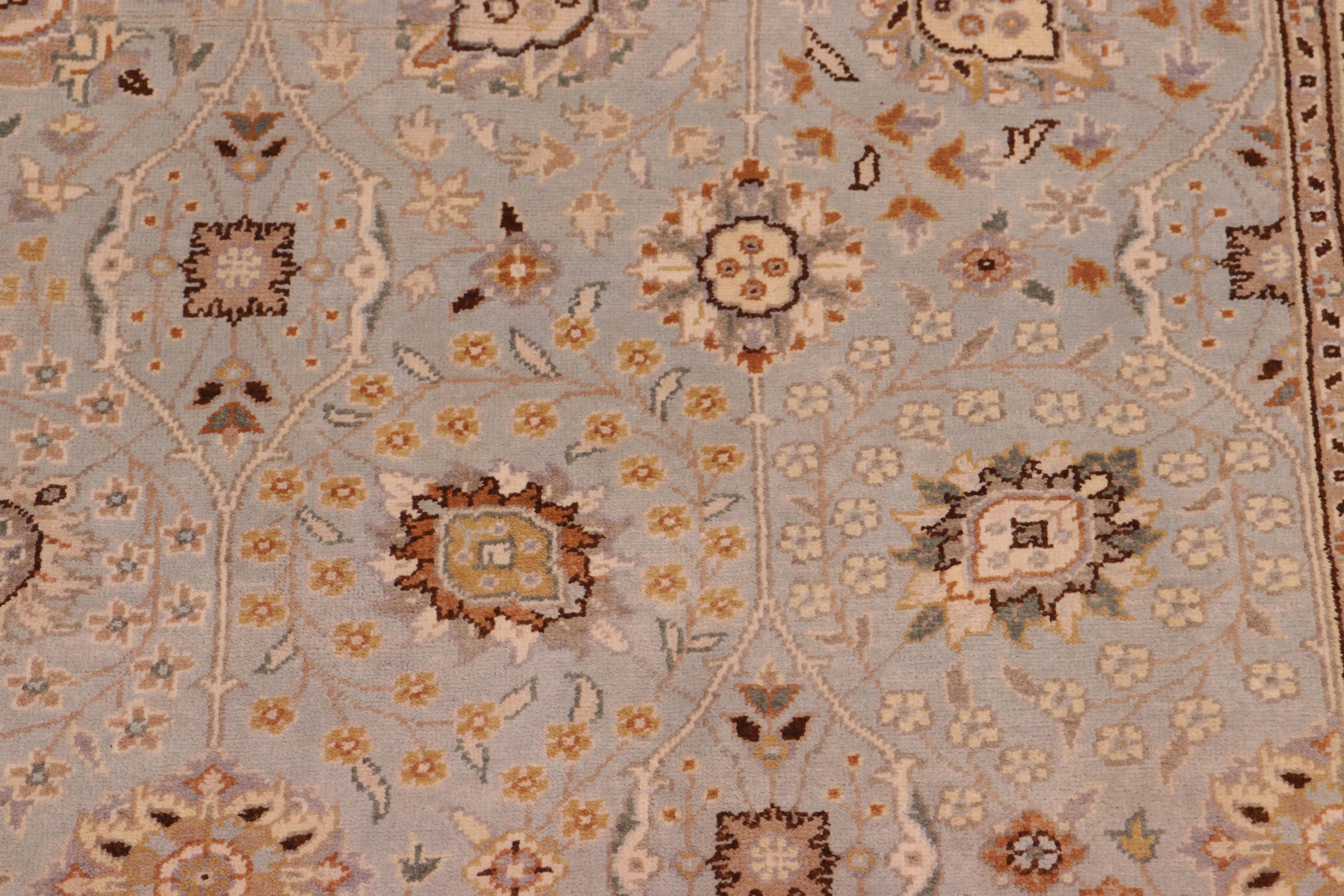 handmade Traditional Design Lt. Blue Tan Hand Knotted RECTANGLE 100% WOOL area rug 6' x 9'