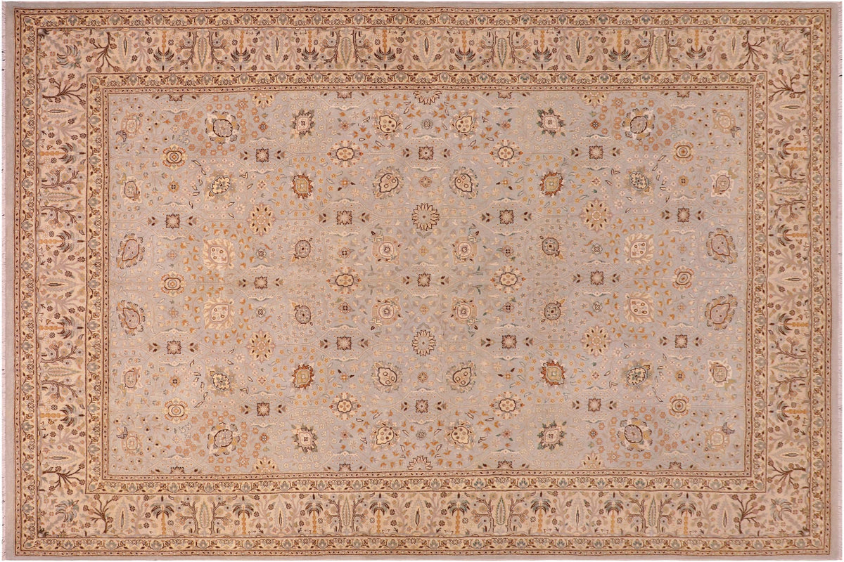 handmade Traditional Design Lt. Blue Tan Hand Knotted RECTANGLE 100% WOOL area rug 6' x 9'