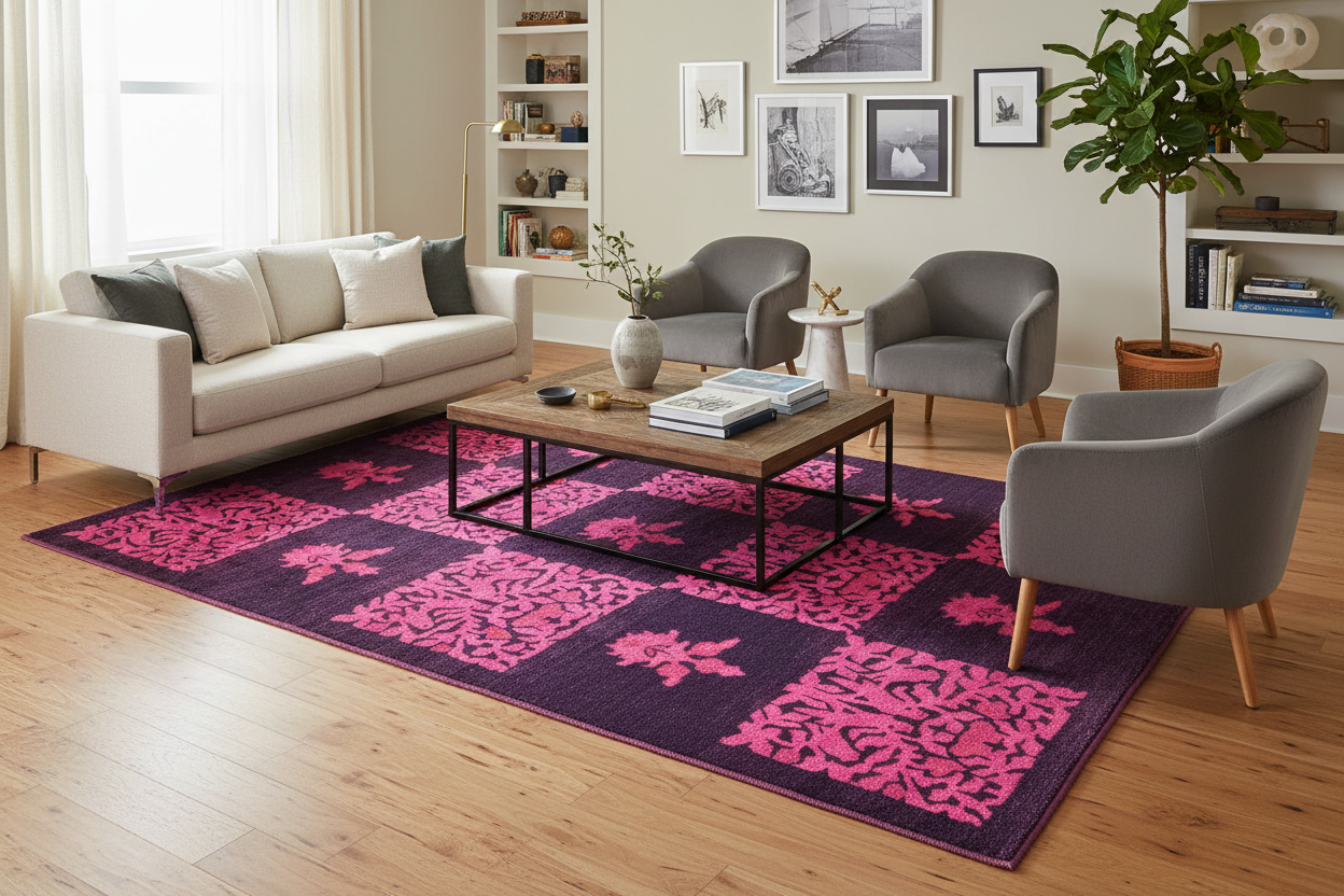 handmade Over Dyed Over Dyed Purple Pink Hand Knotted RECTANGLE 100% WOOL area rug 4' x 6'