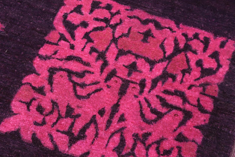handmade Over Dyed Over Dyed Purple Pink Hand Knotted RECTANGLE 100% WOOL area rug 4' x 6'