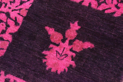 handmade Over Dyed Over Dyed Purple Pink Hand Knotted RECTANGLE 100% WOOL area rug 4' x 6'