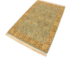 handmade Traditional Design Blue Ivory Hand Knotted RECTANGLE 100% WOOL area rug 4x6