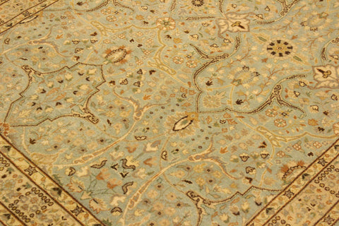 handmade Traditional Tabriz Blue Ivory Hand Knotted RECTANGLE 100% WOOL area rug 4' x 6'