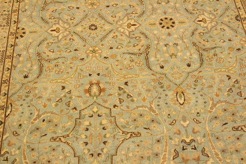handmade Traditional Tabriz Blue Ivory Hand Knotted RECTANGLE 100% WOOL area rug 4' x 6'