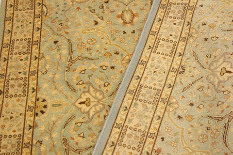 handmade Traditional Tabriz Blue Ivory Hand Knotted RECTANGLE 100% WOOL area rug 4' x 6'