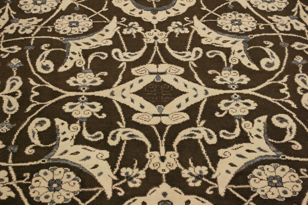 handmade Modern Kafkaz Brown Beige Hand Knotted RECTANGLE 100% WOOL area rug 4X6