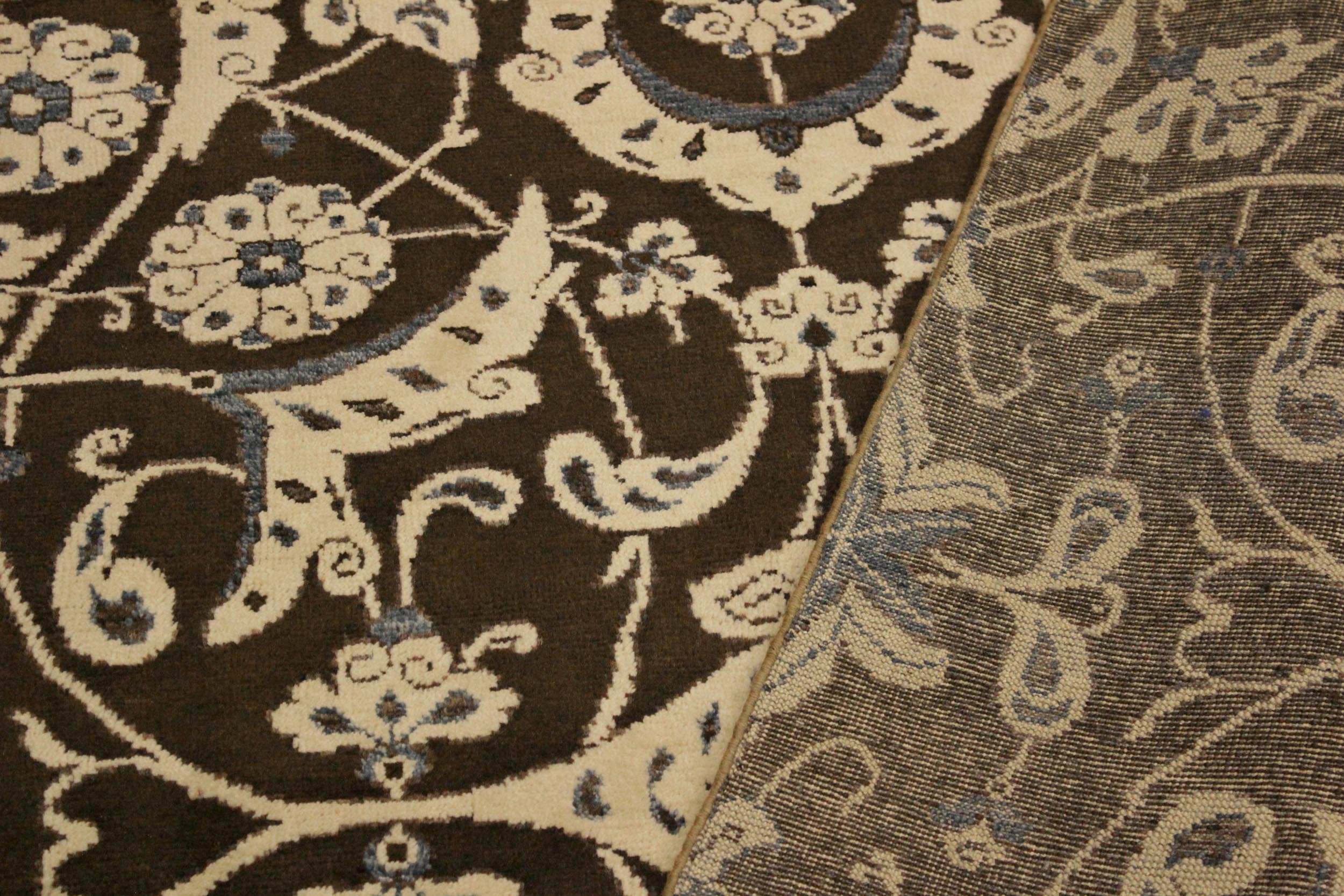 handmade Modern Kafkaz Brown Beige Hand Knotted RECTANGLE 100% WOOL area rug 4' x 6'