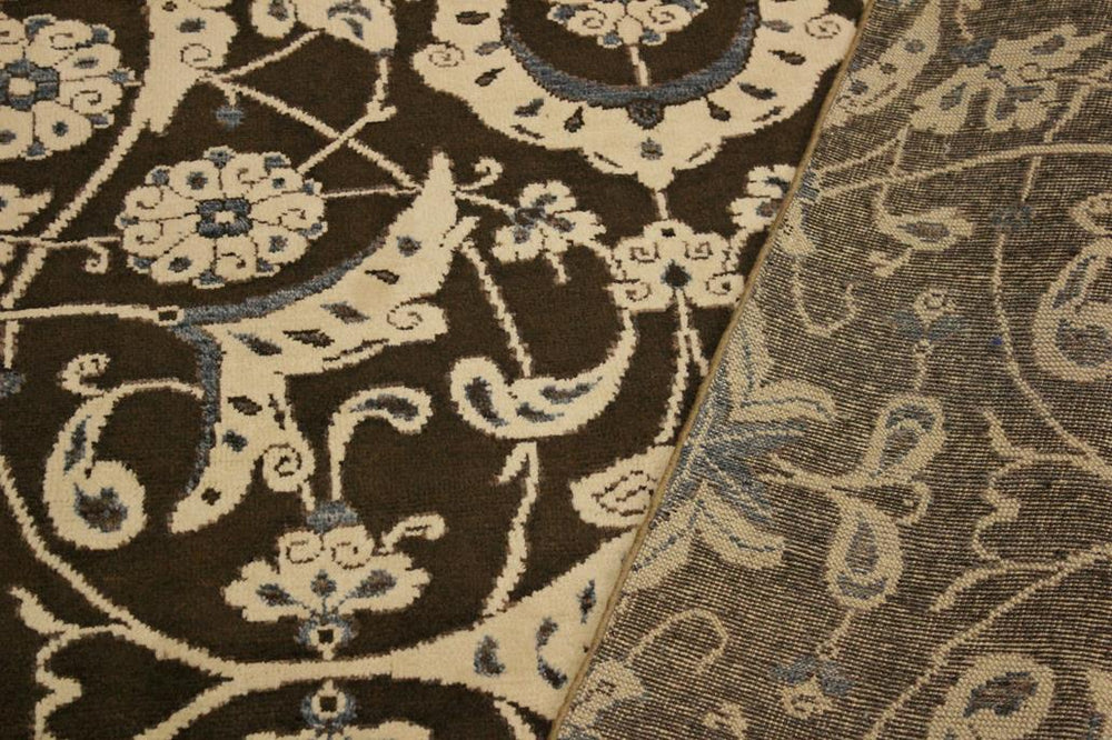 handmade Modern Kafkaz Brown Beige Hand Knotted RECTANGLE 100% WOOL area rug 4X6