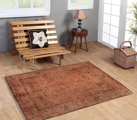 handmade Over Dyed Over Dyed Brown Dark Brown Hand Knotted RECTANGLE 100% WOOL area rug 4' x 6'