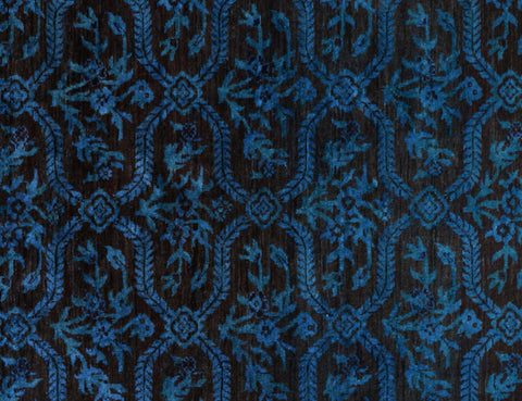 handmade Over Dyed Over Dyed Blue Brown Hand Knotted RECTANGLE 100% WOOL area rug 5' x 7'