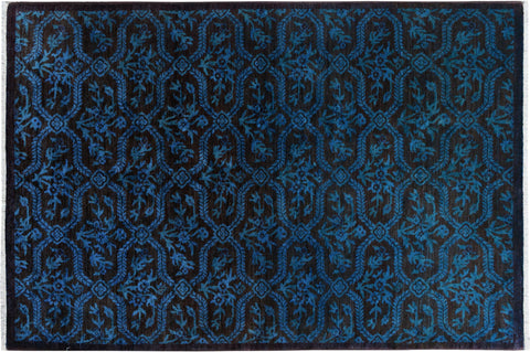 handmade Over Dyed Over Dyed Blue Brown Hand Knotted RECTANGLE 100% WOOL area rug 5' x 7'