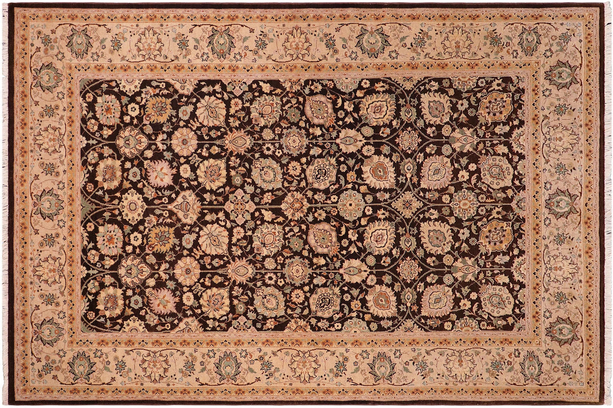 handmade Transitional Design Brown Lt. Tan Hand Knotted RECTANGLE 100% WOOL area rug 6' x 9'
