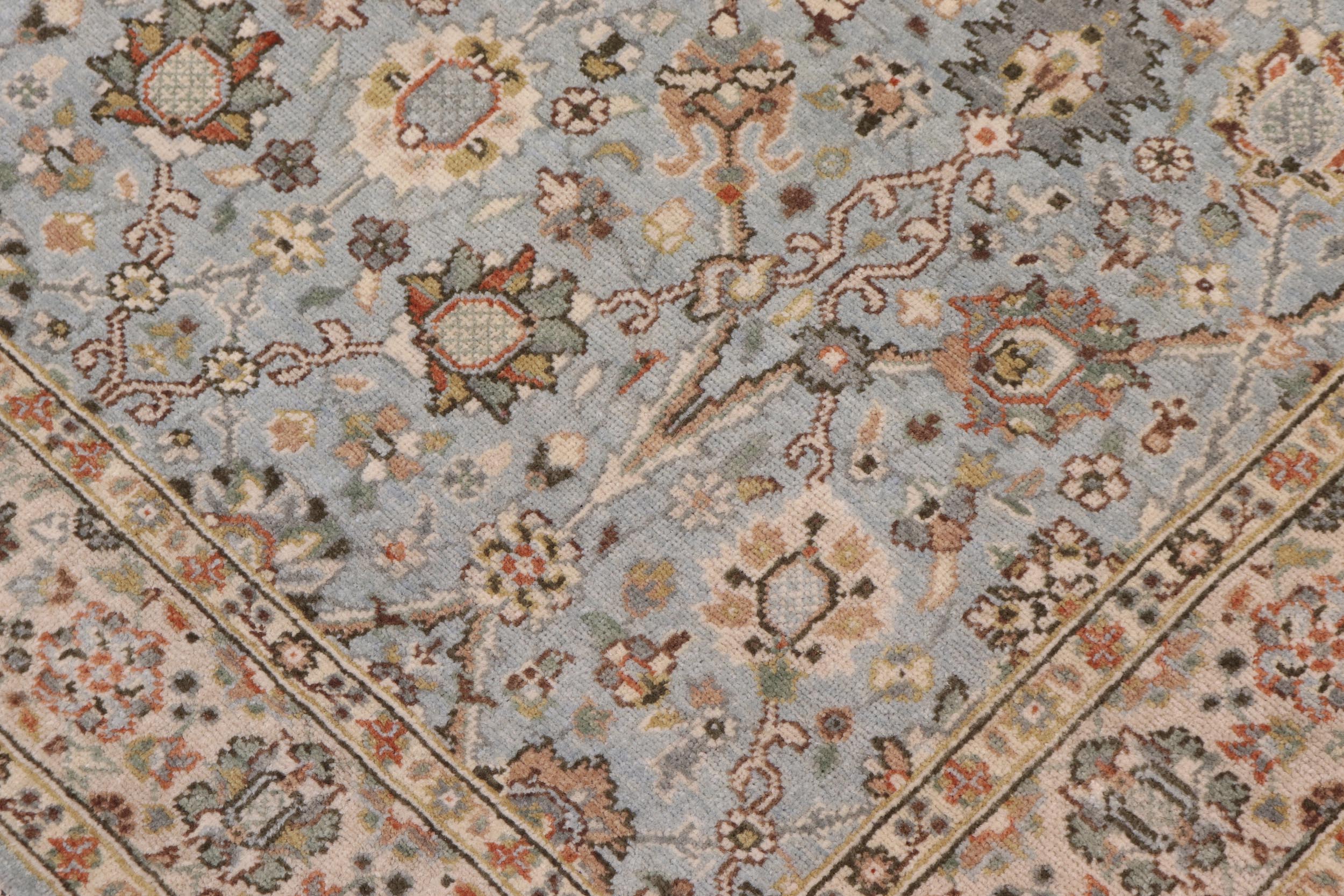 handmade Traditional Design Blue Ivory Hand Knotted RECTANGLE 100% WOOL area rug 3' x 5'