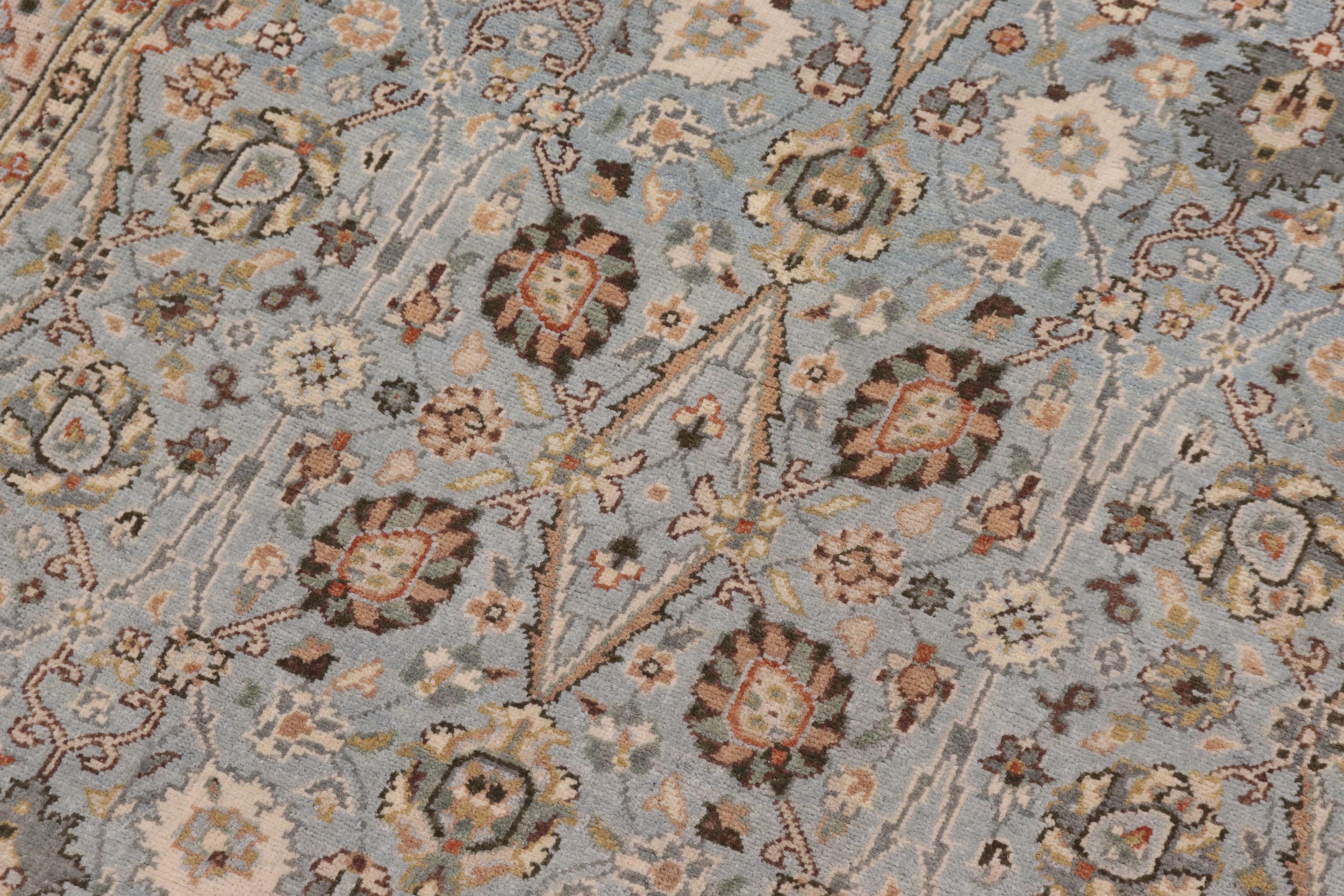 handmade Traditional Design Blue Ivory Hand Knotted RECTANGLE 100% WOOL area rug 3' x 5'