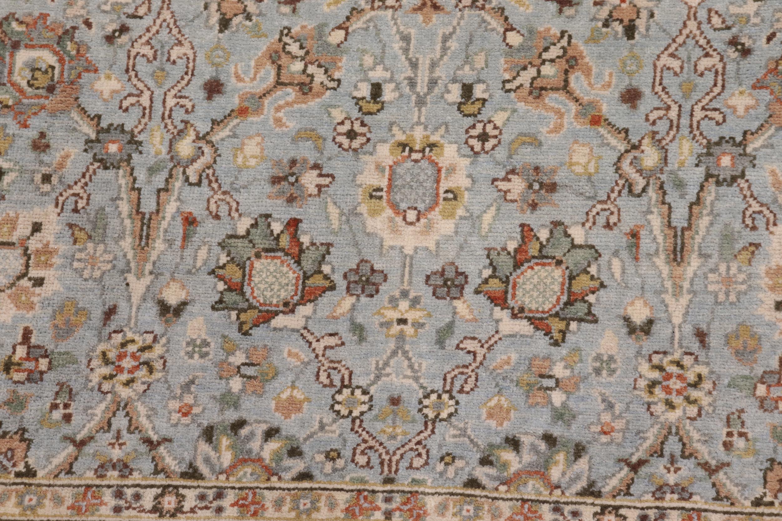 handmade Traditional Design Blue Ivory Hand Knotted RECTANGLE 100% WOOL area rug 3' x 5'