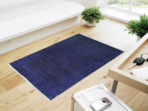 handmade Over Dyed Over Dyed Blue Purple Hand Knotted RECTANGLE 100% WOOL area rug 3' x 5'