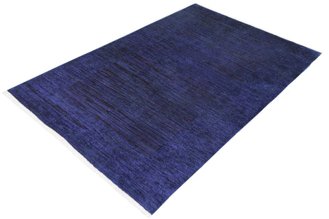 handmade Over Dyed Over Dyed Blue Purple Hand Knotted RECTANGLE 100% WOOL area rug 3' x 5'