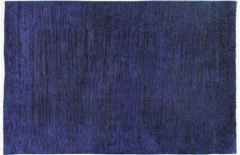 handmade Over Dyed Over Dyed Blue Purple Hand Knotted RECTANGLE 100% WOOL area rug 3' x 5'
