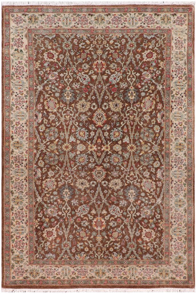 handmade Transitional Design Brown Ivory Hand Knotted RECTANGLE 100% WOOL area rug 3'X5'