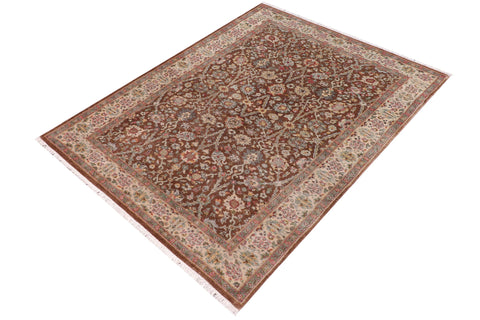 handmade Traditional Design Brown Ivory Hand Knotted RECTANGLE 100% WOOL area rug 3' x 5'