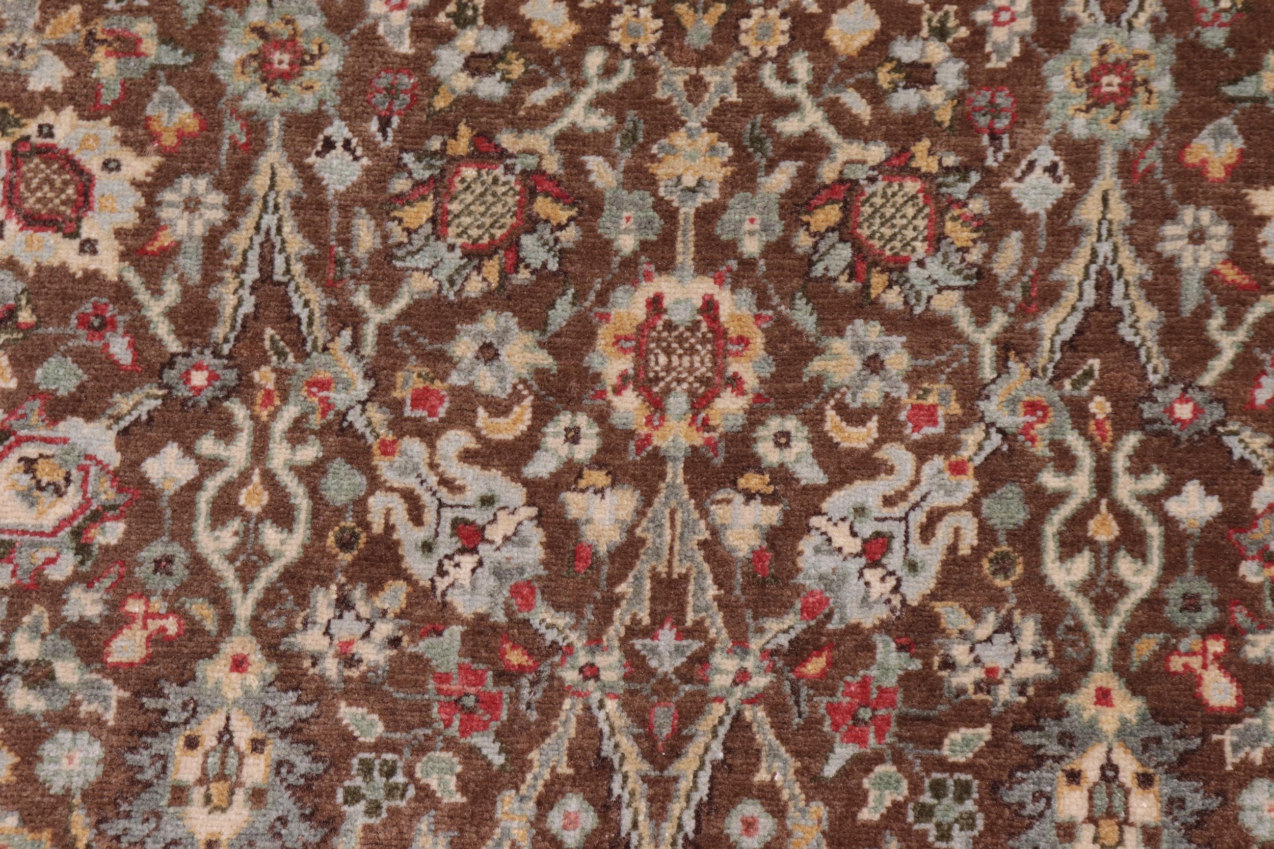 handmade Traditional Design Brown Ivory Hand Knotted RECTANGLE 100% WOOL area rug 3' x 5'
