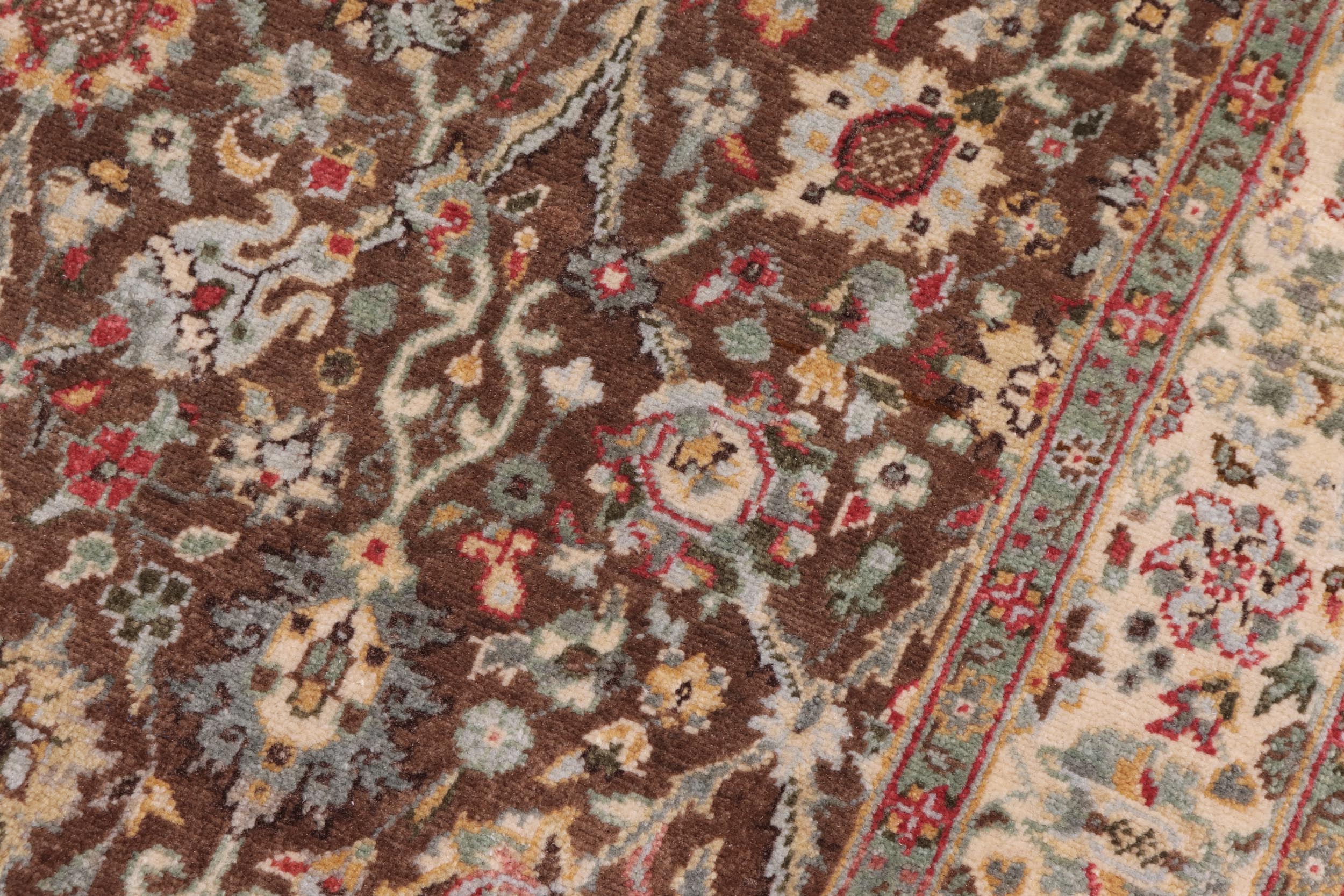 handmade Traditional Design Brown Ivory Hand Knotted RECTANGLE 100% WOOL area rug 3' x 5'