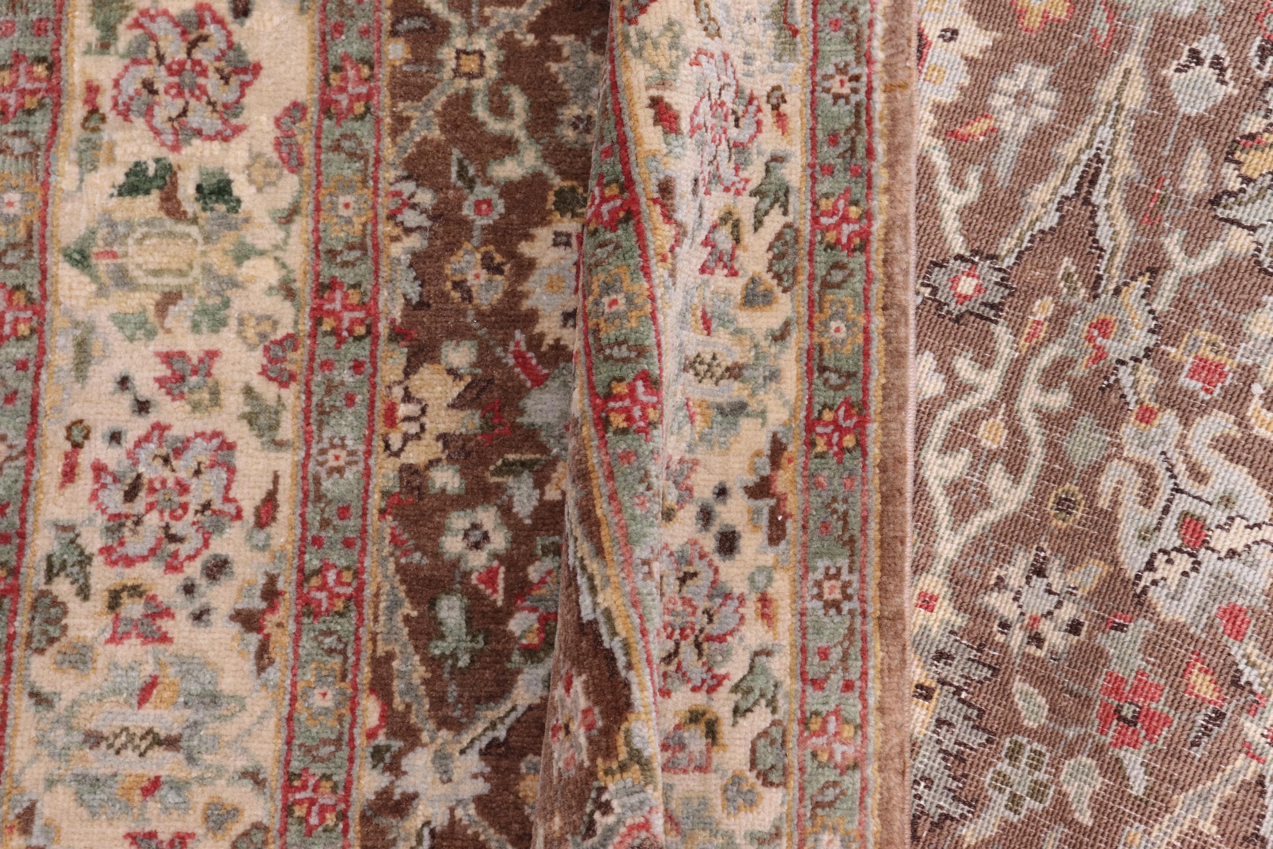 handmade Traditional Design Brown Ivory Hand Knotted RECTANGLE 100% WOOL area rug 3' x 5'