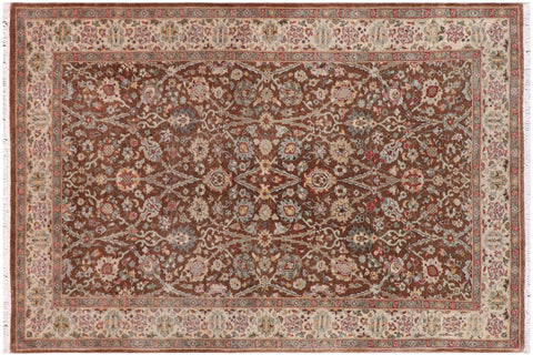 handmade Traditional Design Brown Ivory Hand Knotted RECTANGLE 100% WOOL area rug 3' x 5'