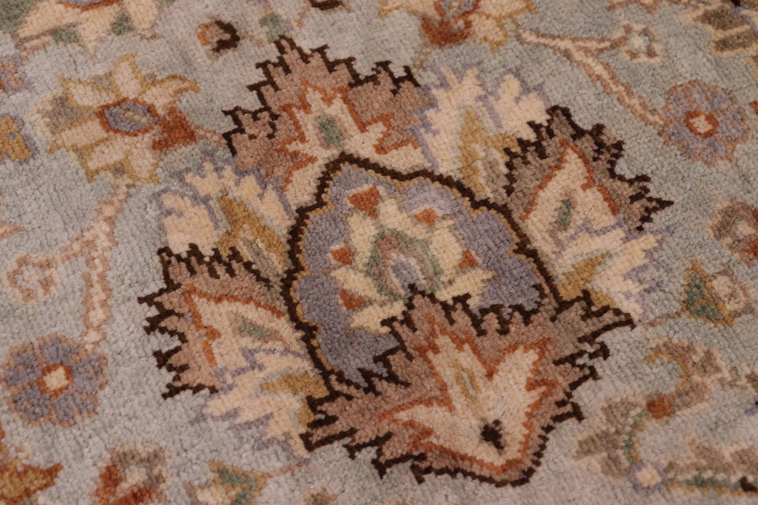 handmade Traditional Lahore Lt. Blue Tan Hand Knotted RECTANGLE 100% WOOL area rug 6' x 9'