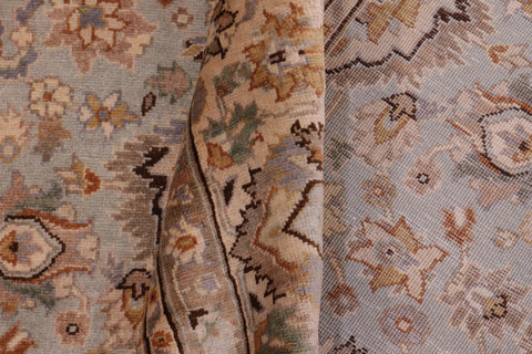 handmade Traditional Lahore Lt. Blue Tan Hand Knotted RECTANGLE 100% WOOL area rug 6' x 9'