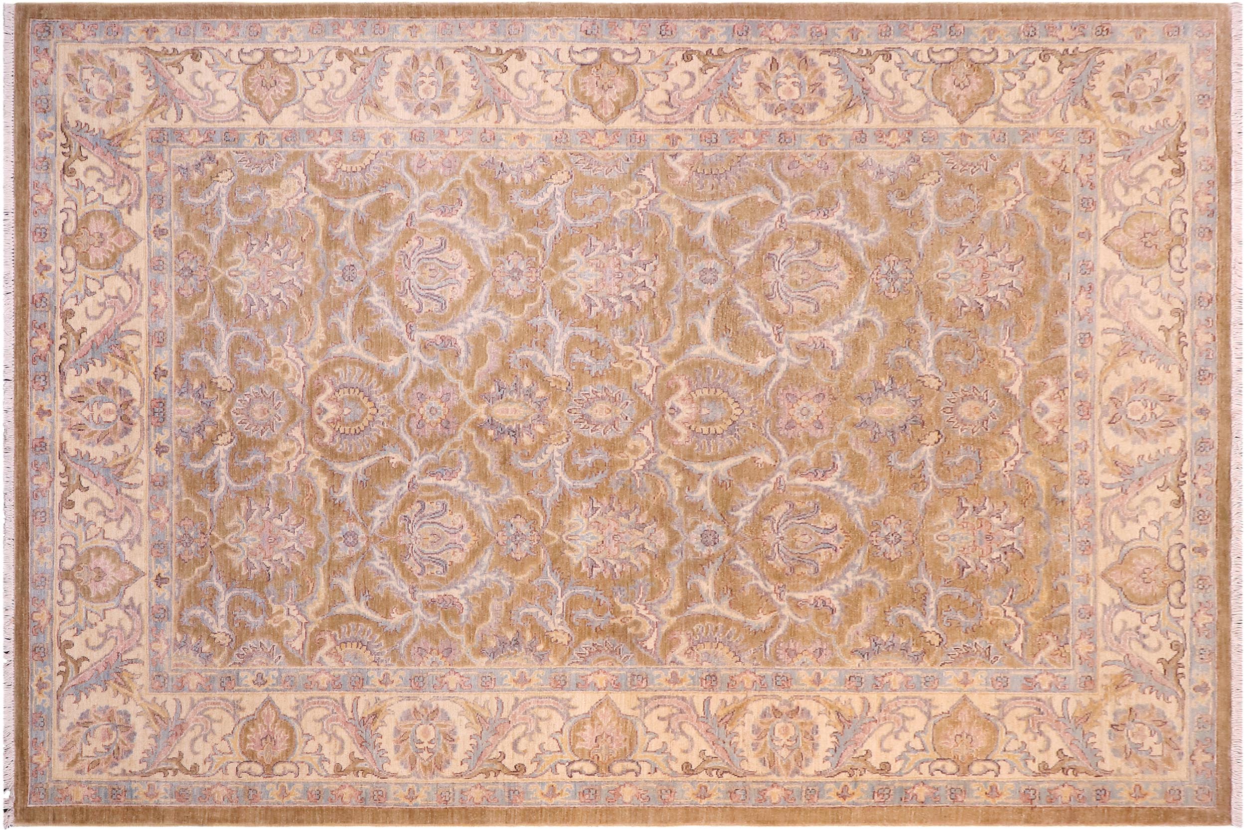 handmade Traditional Kafkaz Gold Ivory Hand Knotted RECTANGLE 100% WOOL area rug 6x8