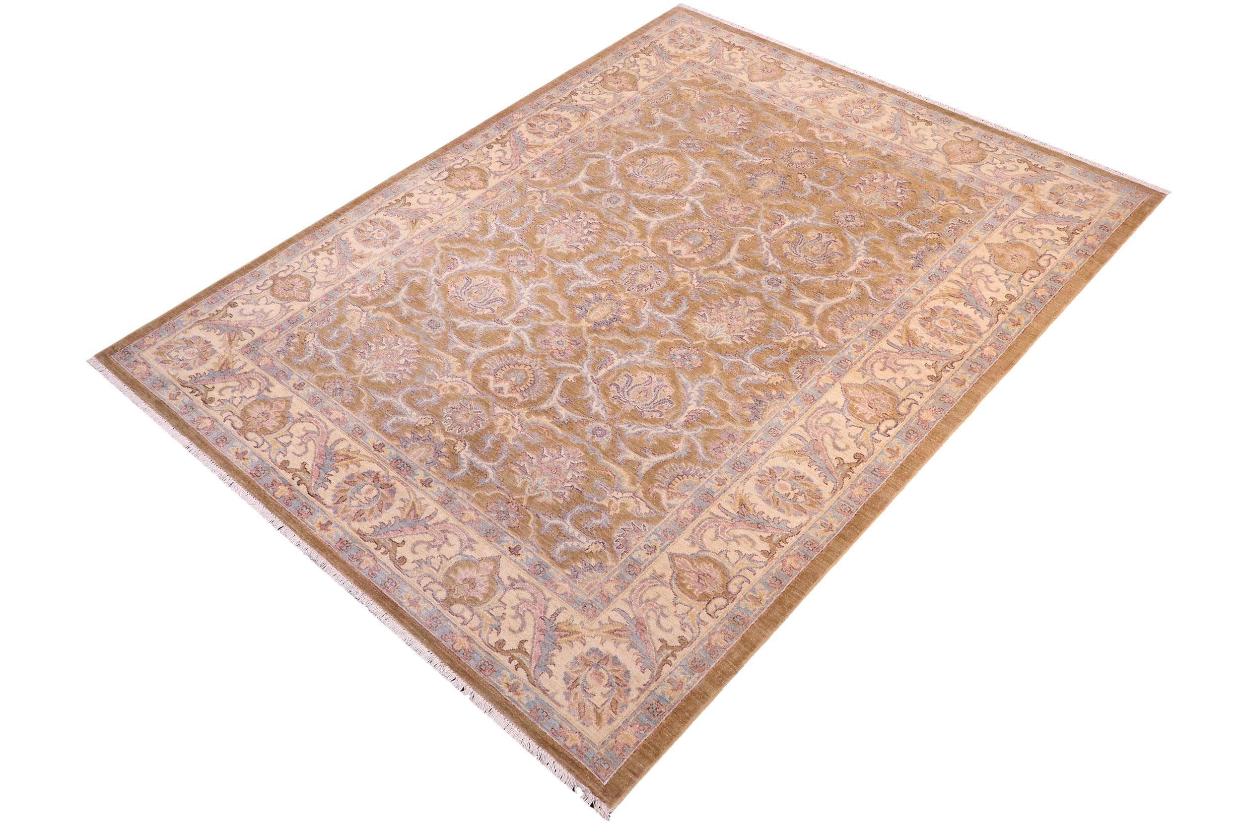 handmade Traditional Kafkaz Gold Ivory Hand Knotted RECTANGLE 100% WOOL area rug 6x8