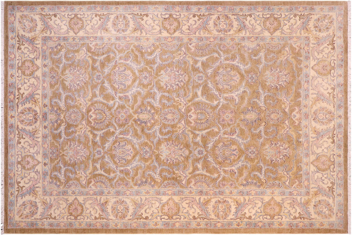 handmade Traditional Kafkaz Gold Ivory Hand Knotted RECTANGLE 100% WOOL area rug 6x8