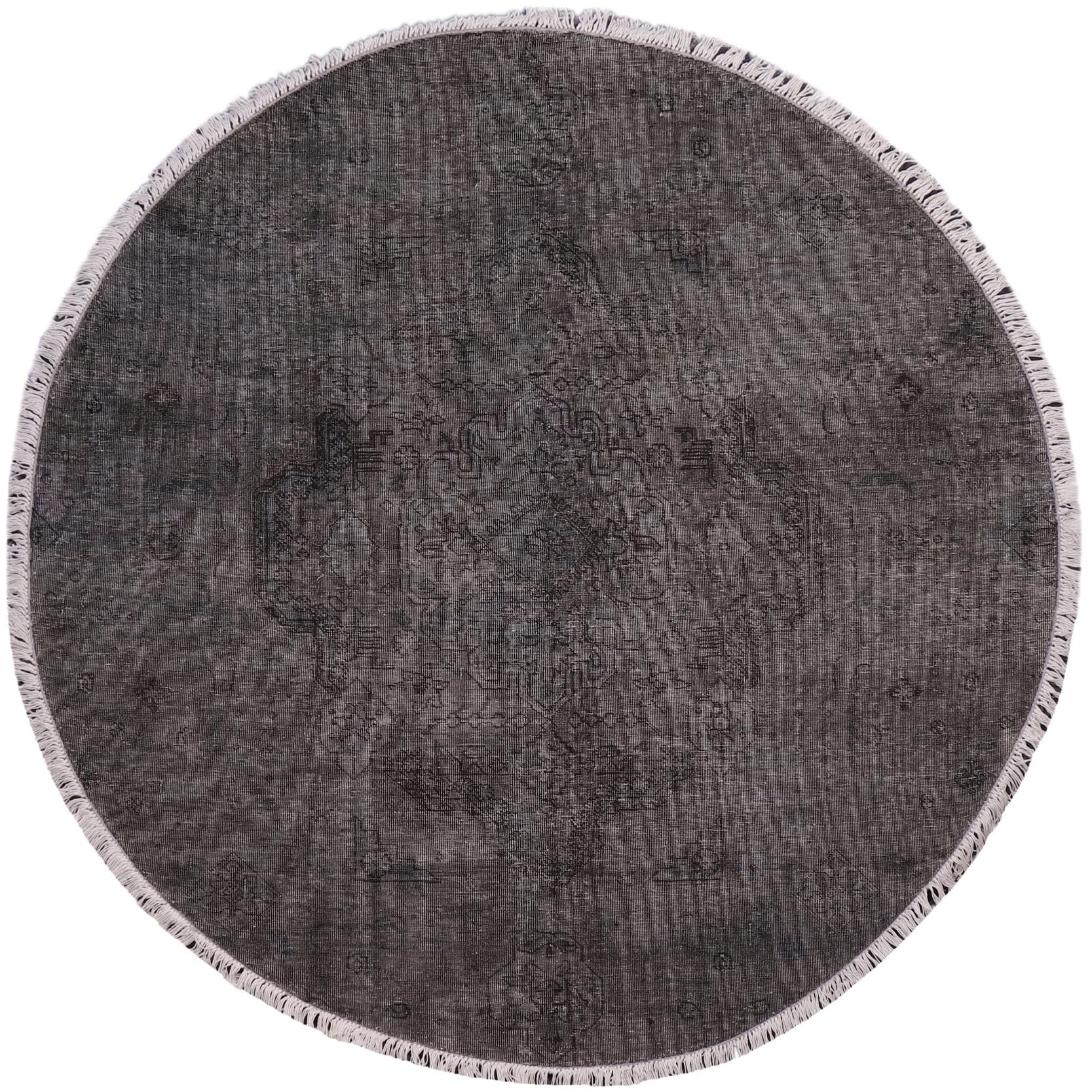 handmade Modern Vintage Gray Black Hand Knotted ROUND 100% WOOL area rug 6' x 6'