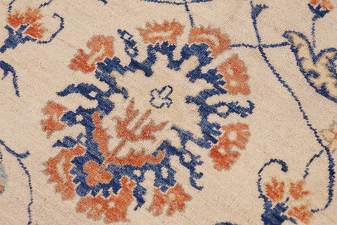 handmade Modern Kafkaz Beige Blue Hand Knotted RECTANGLE 100% WOOL area rug 9' x 11'