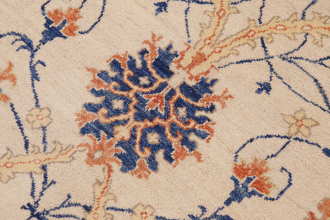 handmade Modern Kafkaz Beige Blue Hand Knotted RECTANGLE 100% WOOL area rug 9' x 11'