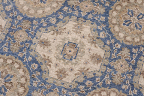 handmade Transitional Kafkaz Lt. Blue Beige Hand Knotted RECTANGLE 100% WOOL area rug 9' x 12'