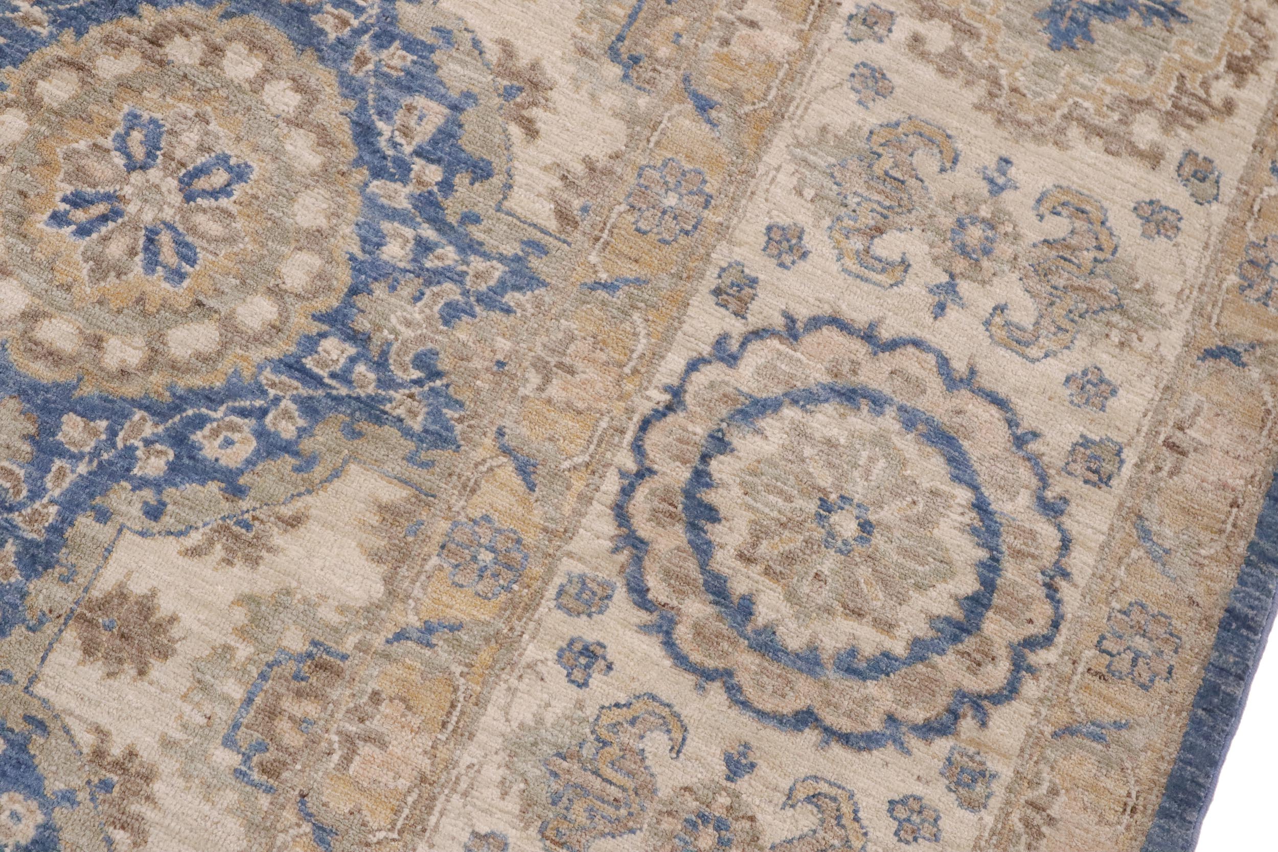 handmade Transitional Kafkaz Lt. Blue Beige Hand Knotted RECTANGLE 100% WOOL area rug 9' x 12'