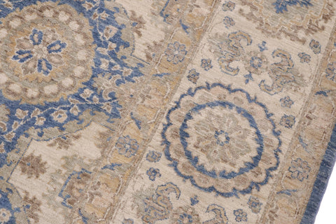 handmade Transitional Kafkaz Lt. Blue Beige Hand Knotted RECTANGLE 100% WOOL area rug 9' x 12'