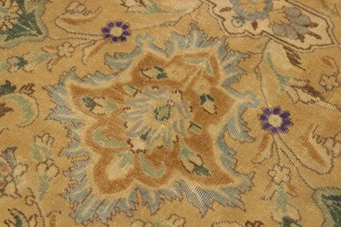 handmade Vintage Hand Painte Tan Gray Hand Knotted RECTANGLE 100% WOOL area rug 9X13