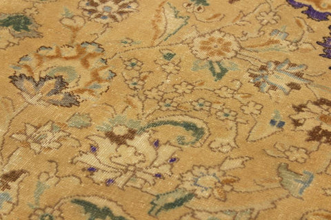 handmade Vintage Hand Painte Tan Gray Hand Knotted RECTANGLE 100% WOOL area rug 9X13