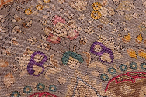 handmade Vintage Hand Painte Gray Brown Hand Knotted RECTANGLE 100% WOOL area rug 10X13