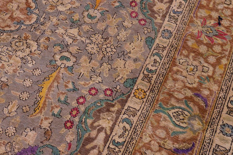 handmade Vintage Hand Painte Gray Brown Hand Knotted RECTANGLE 100% WOOL area rug 10X13