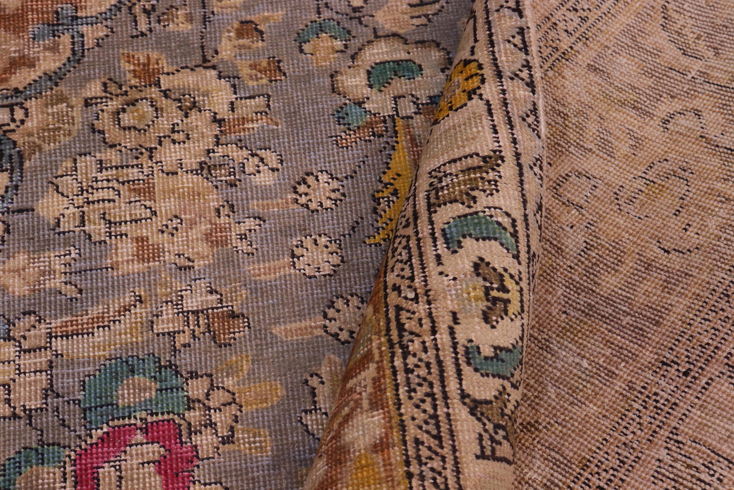 handmade Vintage Hand Painte Gray Brown Hand Knotted RECTANGLE 100% WOOL area rug 10' x 13'