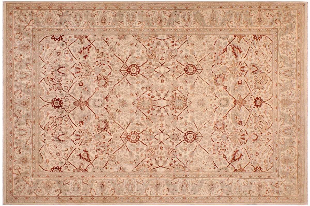 handmade Traditional Design Lt. Tan Tan Hand Knotted RECTANGLE 100% WOOL area rug 6' x 9'
