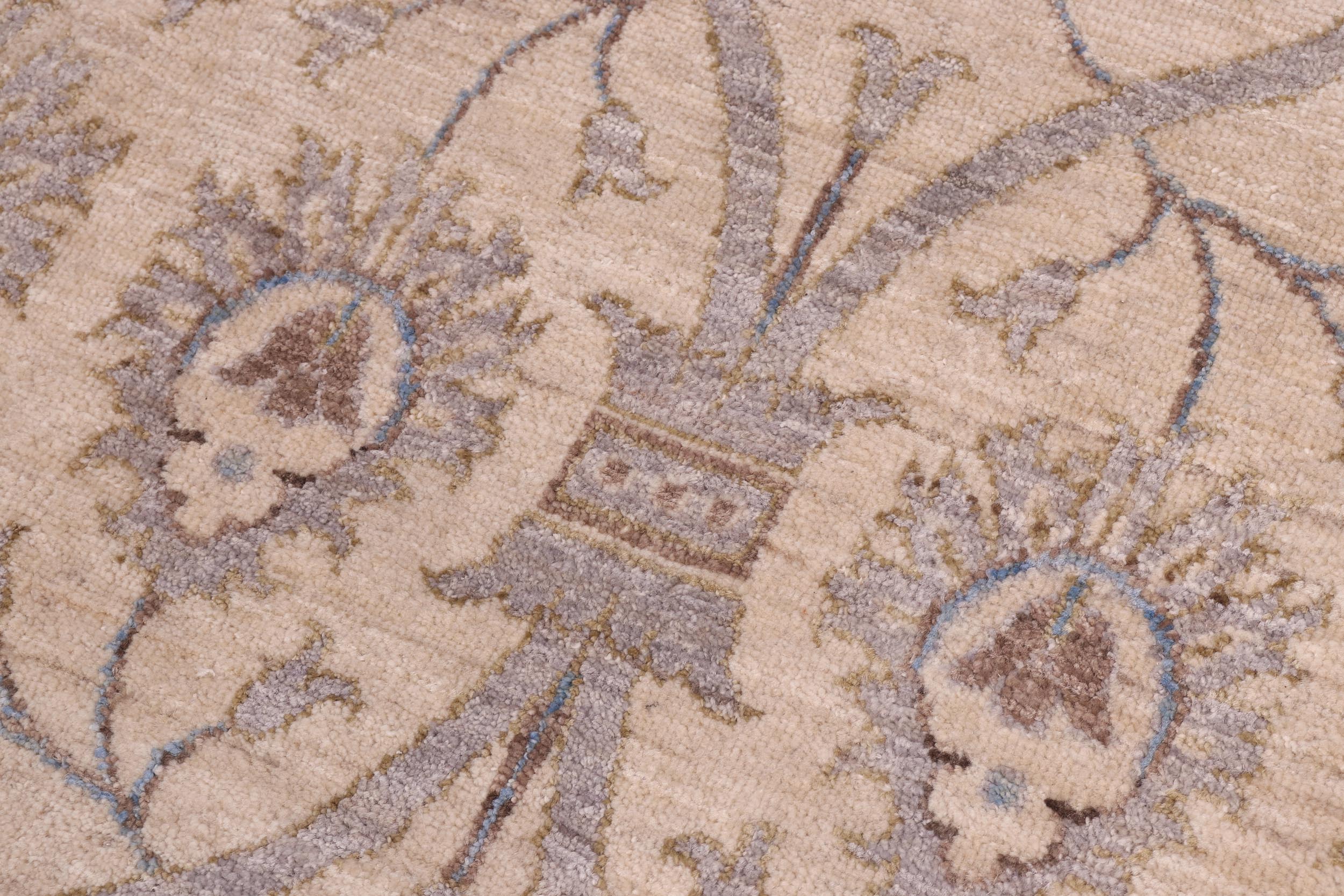 handmade Modern Kafkaz Ivory Blue Hand Knotted RECTANGLE 100% WOOL area rug 12' x 15'