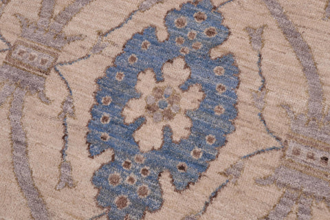 handmade Modern Kafkaz Ivory Blue Hand Knotted RECTANGLE 100% WOOL area rug 12' x 15'