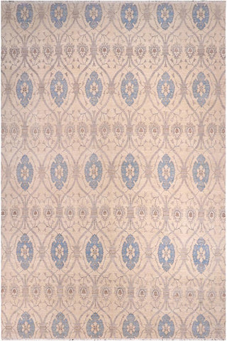 handmade Modern Kafkaz Ivory Blue Hand Knotted RECTANGLE 100% WOOL area rug 12X15