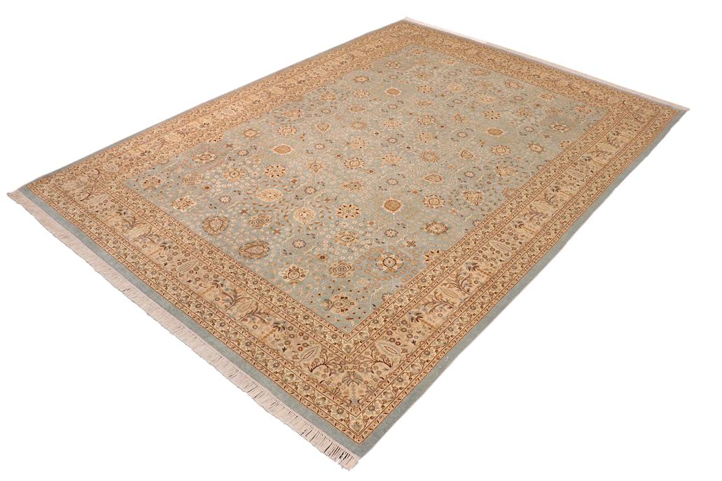 handmade Traditional Design Blue Ivory Hand Knotted RECTANGLE 100% WOOL area rug 10'X14'