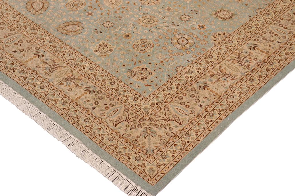 handmade Traditional Design Blue Ivory Hand Knotted RECTANGLE 100% WOOL area rug 10'X14'